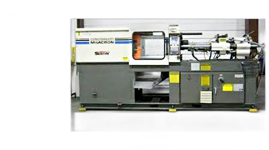 One of the injection molding presses on the floor