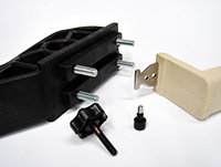 Black mount with metal threaded inserts and screws