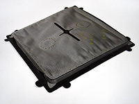 Flat black screen with a molded frame