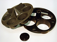Stack of black ball machine rotors