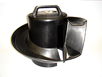 Black lidded container with a handle