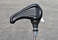 Grey over-molded grip handle on a pole