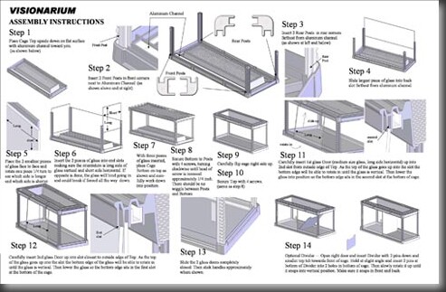 Assembly instruction sheet for the Visionarium, generated from the design files
